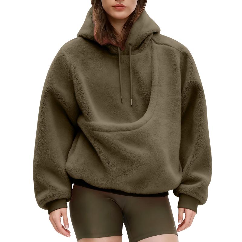 秋・冬用、無地のペット用ポケット付きフード付きスウェットシャ - Sherpa Hoodie Fleece のレビューと価格