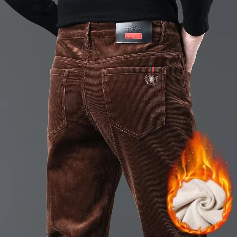 メンズ コーデュロイパンツ 冬用 厚手裏地付き ふわふわ素材 - Corduroy Pant Warm のレビューと価格