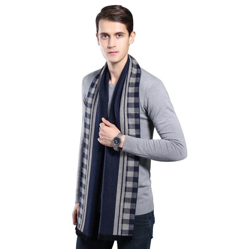 デザイナーブランドの格子縞メンズスカーフ冬暖かいカシミヤスカ - Wool Scarf Men のレビューと価格