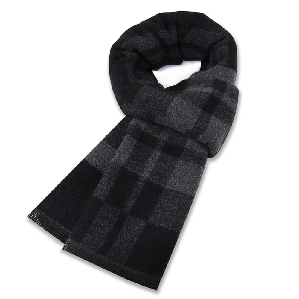 1個入り、英国風の黒とグレーのチェック柄、メンズ用、ウール混 - Wool Scarf Men のレビューと価格