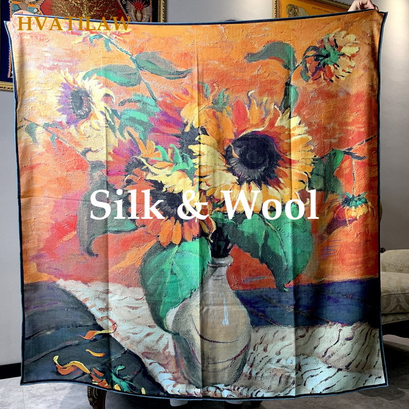 エレガントなシルク30% ウール70% スカーフ 135x1 - Shawl Wrap Winter のレビューと価格
