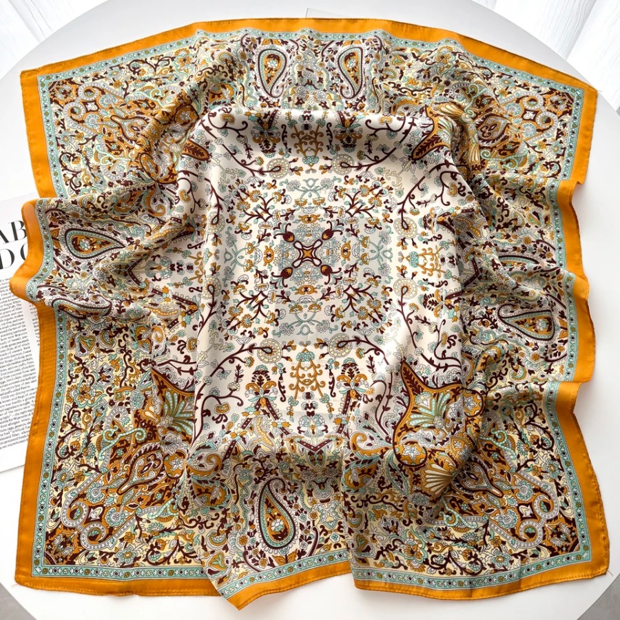 2025年シルクショールスクエアスカーフ、女性用プリントヘッ - Shawl Wrap Winter のレビューと価格