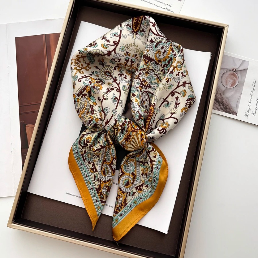 2025年シルクショールスクエアスカーフ、女性用プリントヘッ - Shawl Wrap Winter のレビューと価格